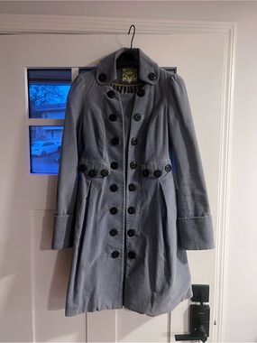 Anthropologie Periwinkle Double-Breasted Soft Cotton Trench Coat.